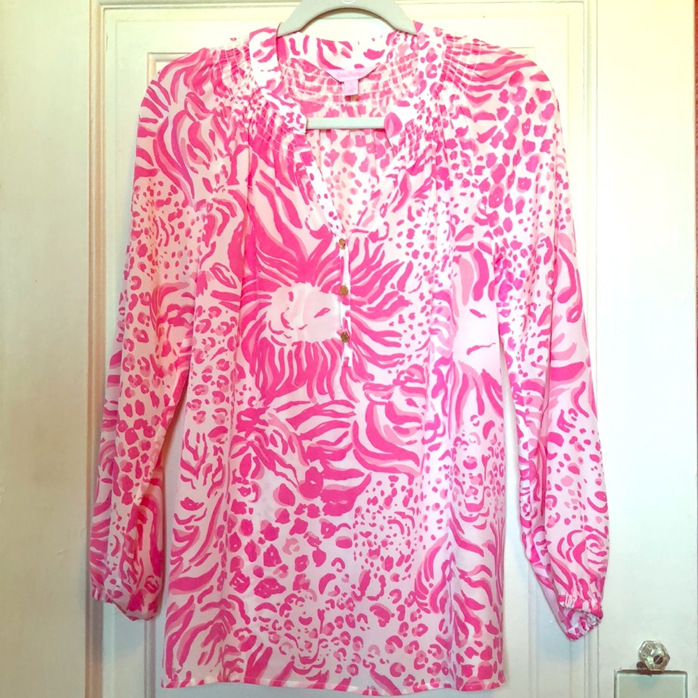 Lilly Pulitzer Elsa Top Pink Lion